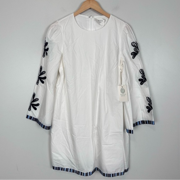 🤍HYACINTH HOUSE White & Blue
Embroidery Atlantic Mini Dress  SIZE L🤍 - Picture 6 of 9